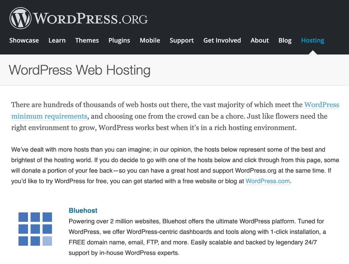 WordPress官方推薦Bluehost